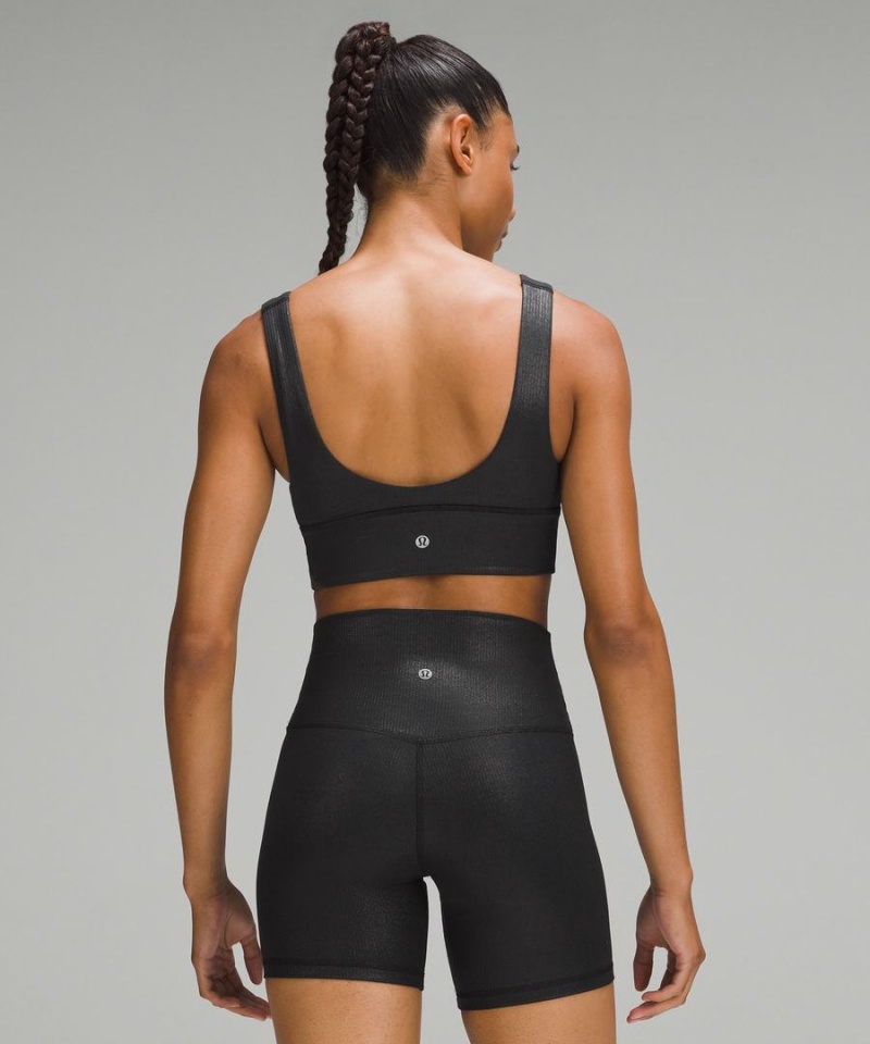 Lululemon Align™ Gerippt V-Neck Bra Light Support, A/B Cup Shine Sport BH Damen Schwarz | 4352UWPJV