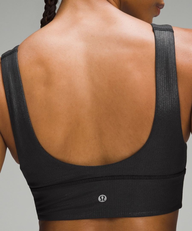 Lululemon Align™ Gerippt V-Neck Bra Light Support, A/B Cup Shine Sport BH Damen Schwarz | 4352UWPJV