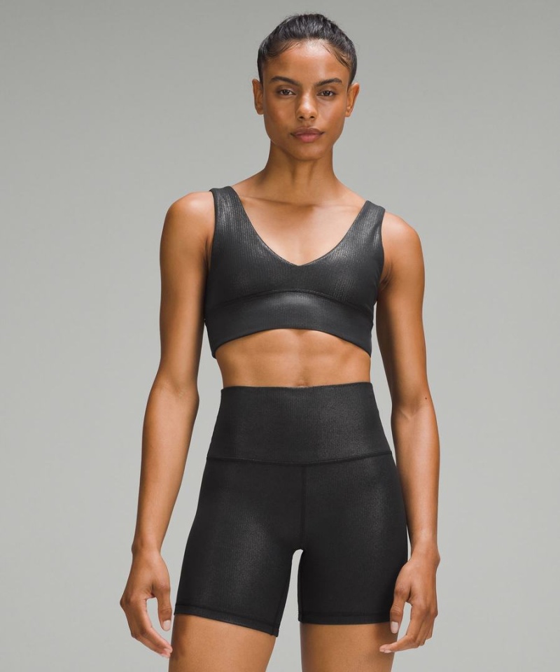 Lululemon Align™ Gerippt V-Neck Bra Light Support, A/B Cup Shine Sport BH Damen Schwarz | 4352UWPJV