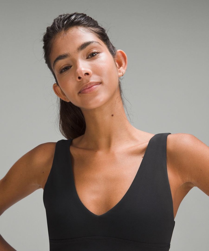 Lululemon Align™ V-Neck Bra Light Support, A/B Cup Sport BH Damen Schwarz | 6032DZRML