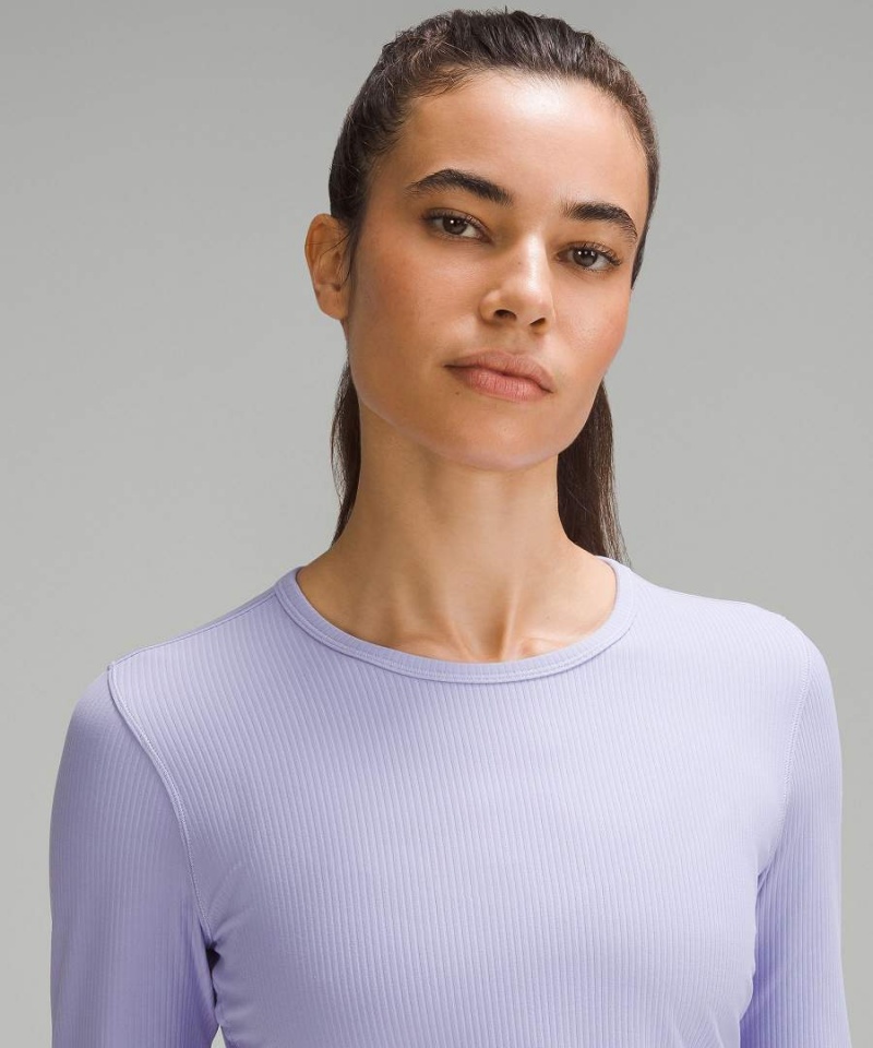 Lululemon All It Takes Gerippt Nulu Langarmhemd Damen Lila | 0492BWOPZ