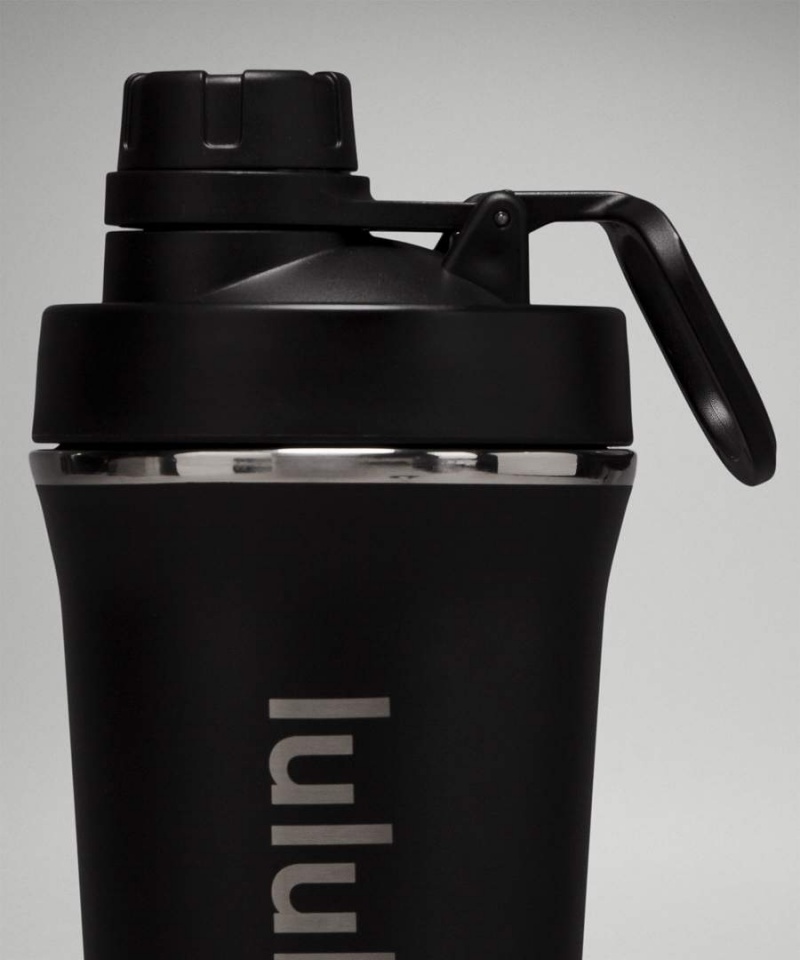 Lululemon Back to Life Shaker Bottle 24oz Wasserflaschen Damen Schwarz | 8546RYFHJ