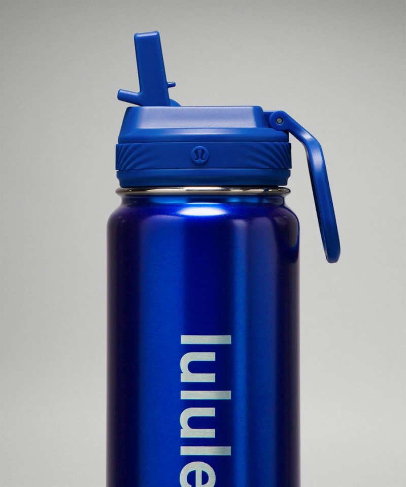 Lululemon Back to Life Sport Bottle 24oz Straw Lid Wasserflaschen Damen Blau | 8415AOHVM