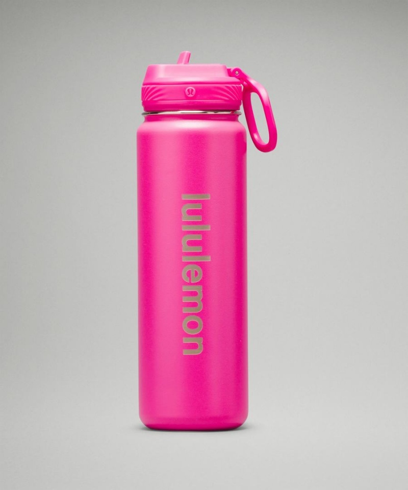 Lululemon Back to Life Sport Bottle 24oz Straw Lid Wasserflaschen Damen Rosa | 3847HNWGF