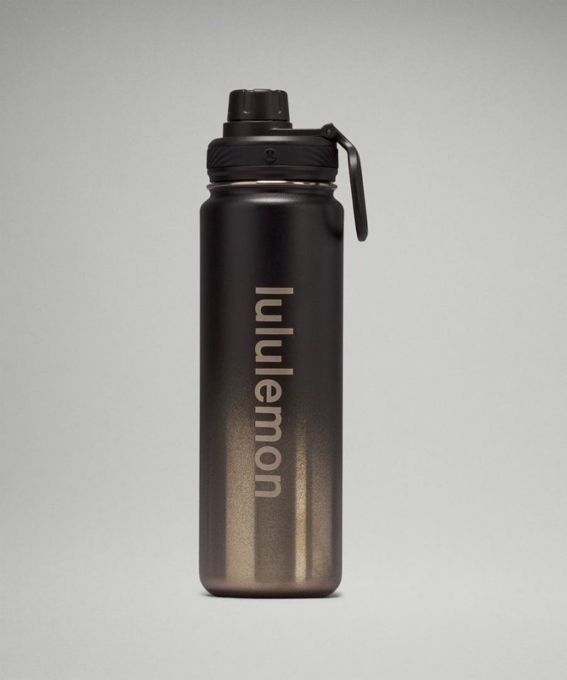 Lululemon Back to Life Sport Bottle 24oz Shine Wasserflaschen Damen Schwarz Grau | 9581GOTXZ