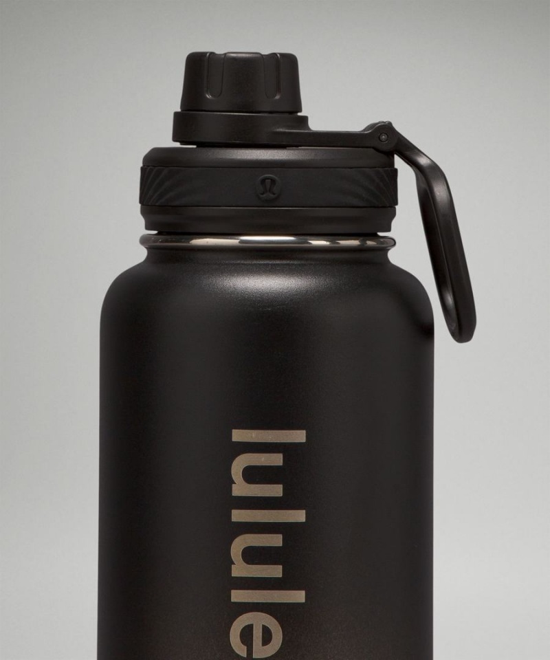 Lululemon Back to Life Sport Bottle 32oz Shine Wasserflaschen Damen Schwarz Grau | 7813GNAIR