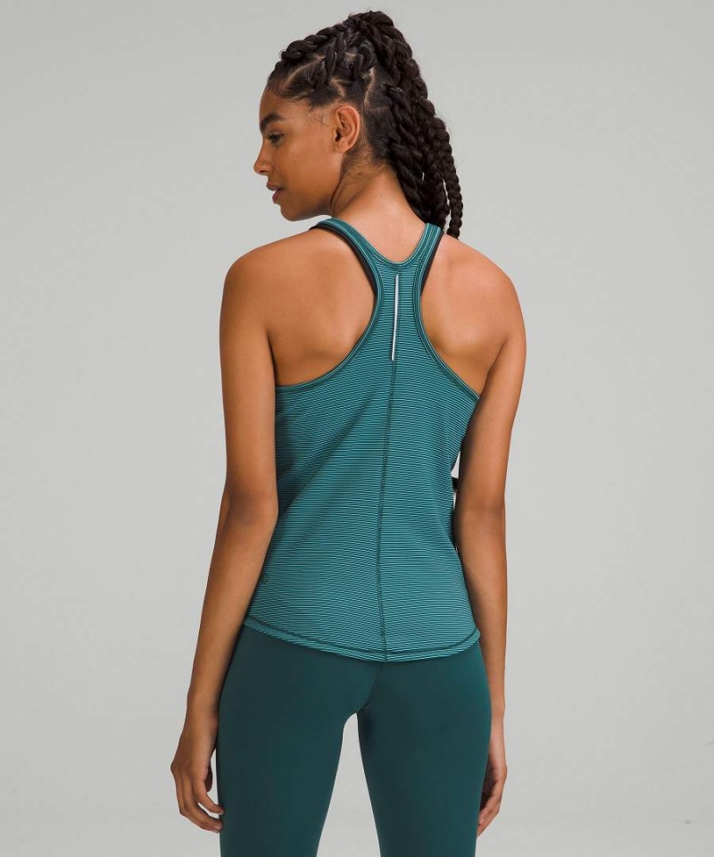 Lululemon Base Pace Two-Toned Gerippt Tanktop Damen Grün Blau | 5384DXVOK