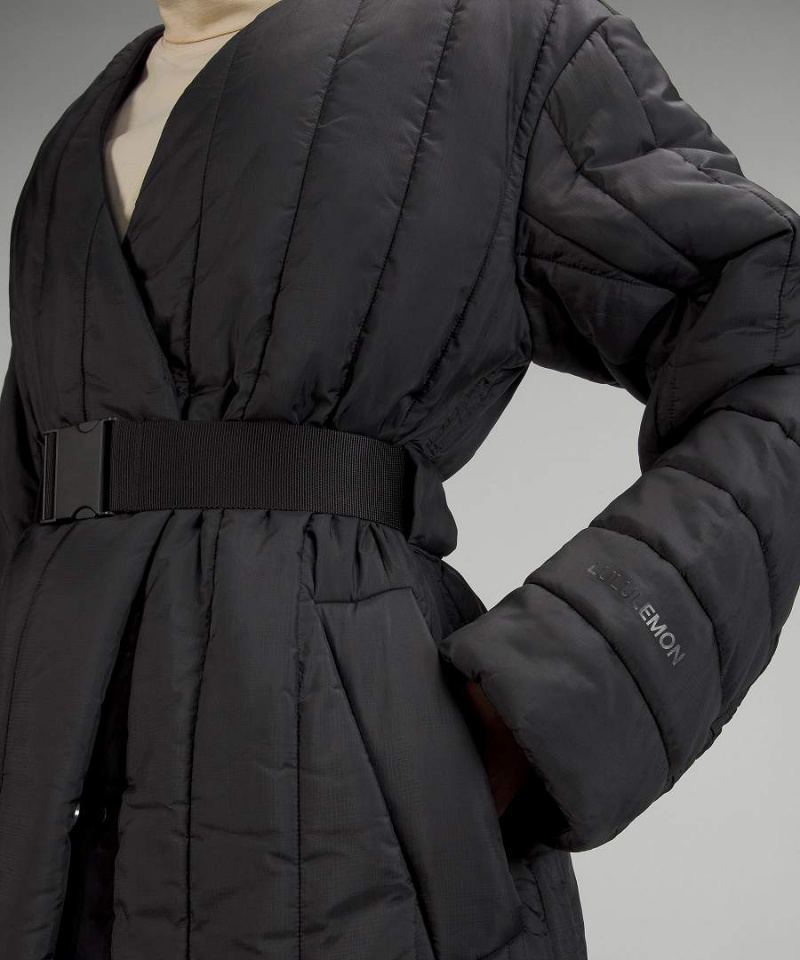 Lululemon Belted Long Insulated Isolierte Jacken Damen Schwarz | 8504QPYNW