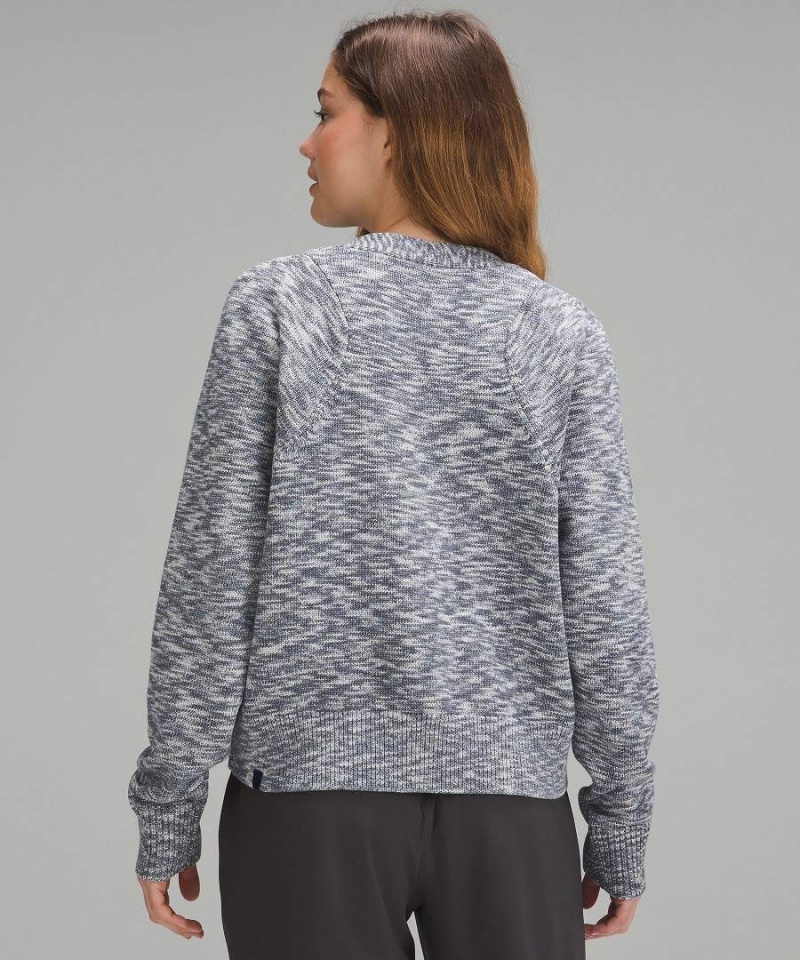 Lululemon Boxy Baumwoll-Blend Cardigan Pullover Damen Navy Schwarz Blau | 7418DGQXI