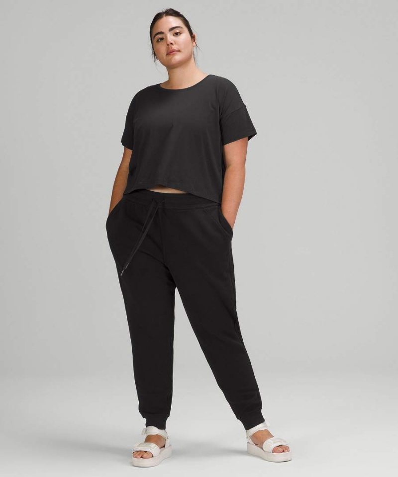 Lululemon Cates Cropped T-shirts Damen Schwarz | 9452NXOQT