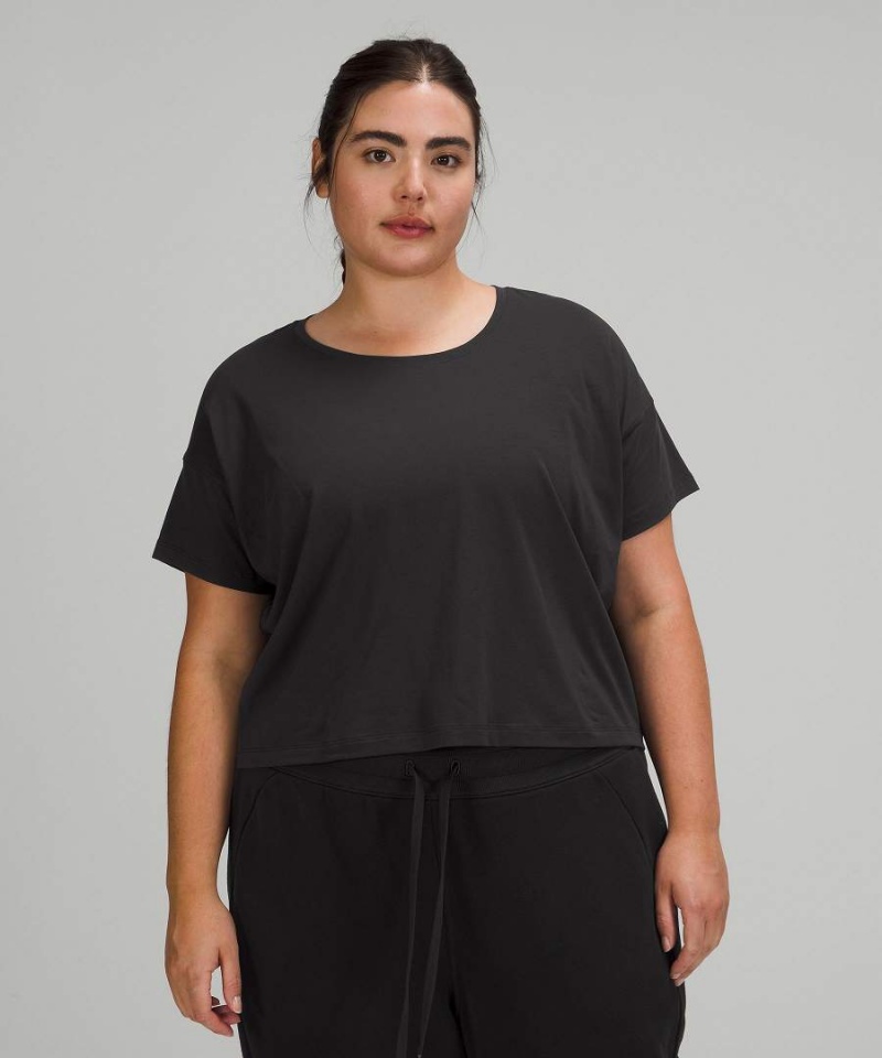 Lululemon Cates Cropped T-shirts Damen Schwarz | 9452NXOQT