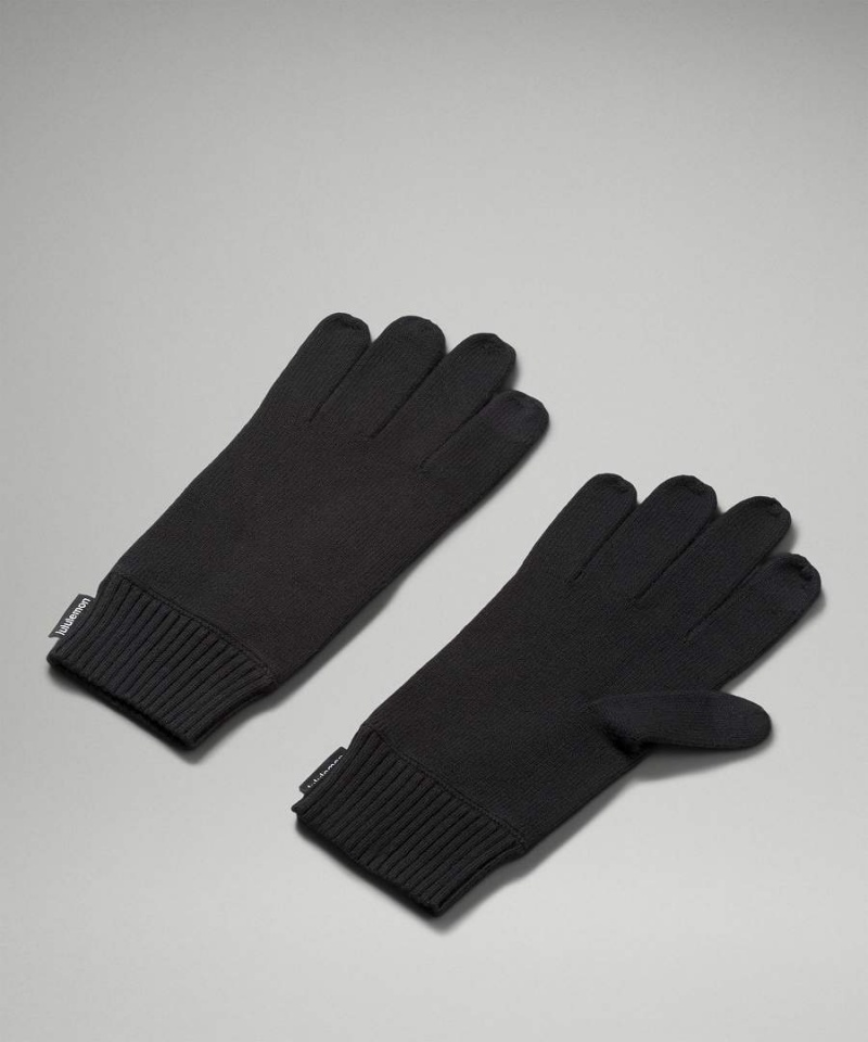 Lululemon Cold Pursuit Knit Handschuhe Herren Schwarz | 5401VDBFA