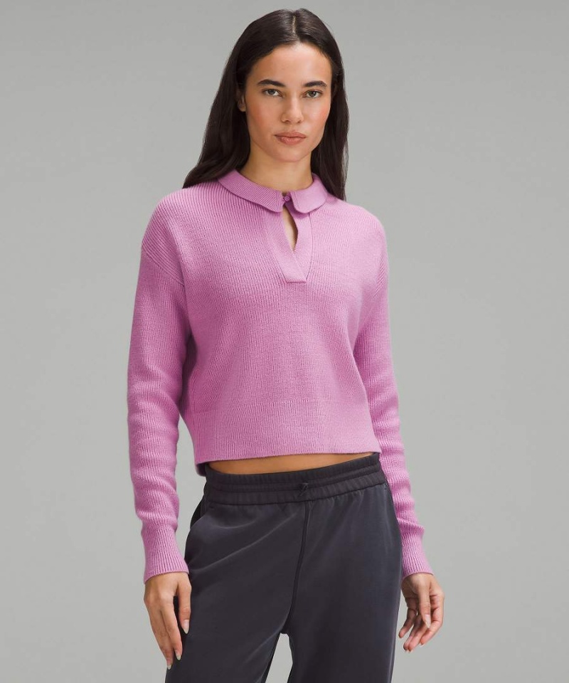 Lululemon Collared Merino Wolle-Blend Pullover Damen Lila | 3485FMZIT