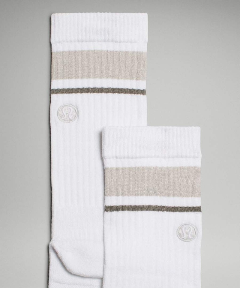 Lululemon Daily Stride Gerippt Kompfort Crew Socken Herren Weiß Beige | 0836BFTKP