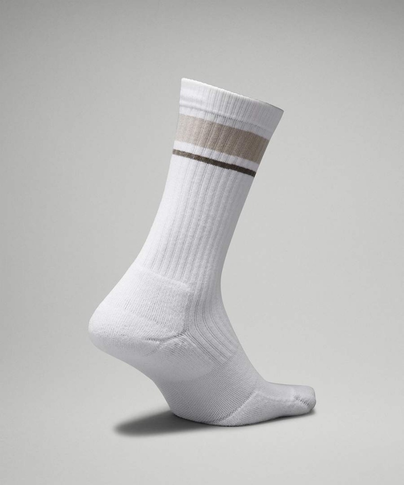 Lululemon Daily Stride Gerippt Kompfort Crew Socken Herren Weiß Beige | 0836BFTKP