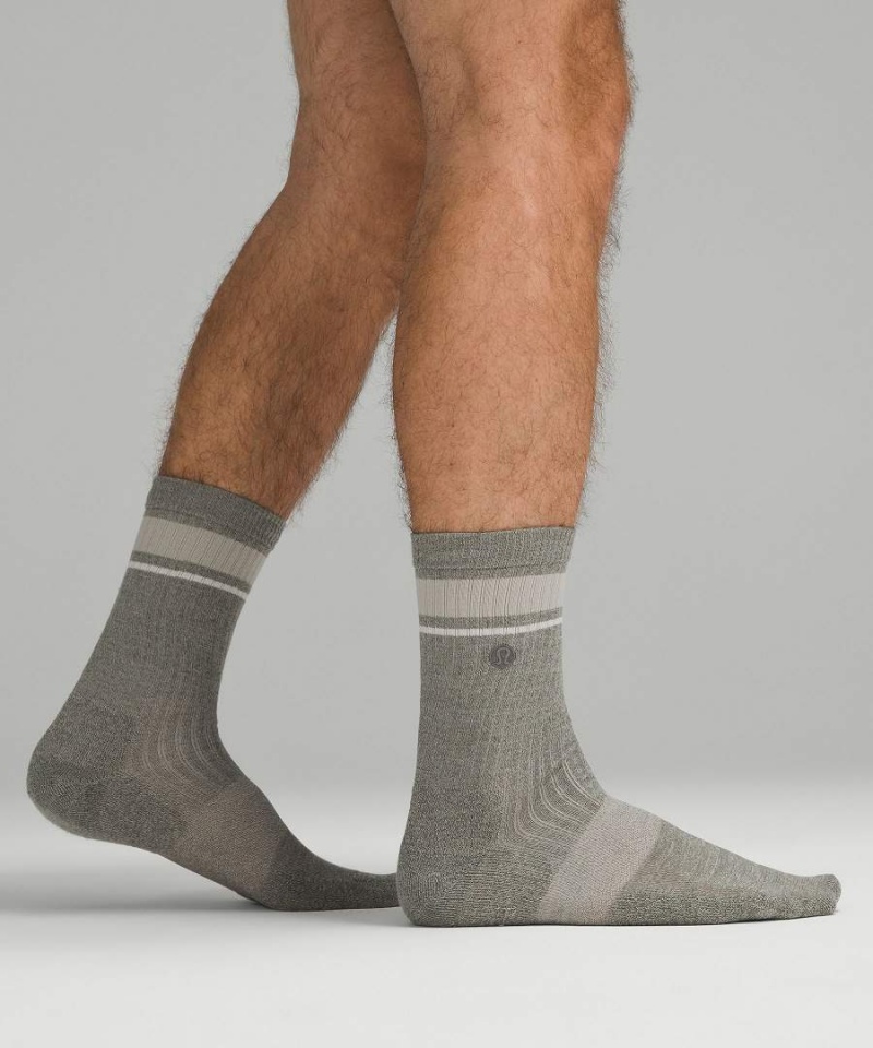 Lululemon Daily Stride Gerippt Kompfort Crew 3 Pack Socken Herren Weiß Silber Grau Olivgrün | 3058GSYEH