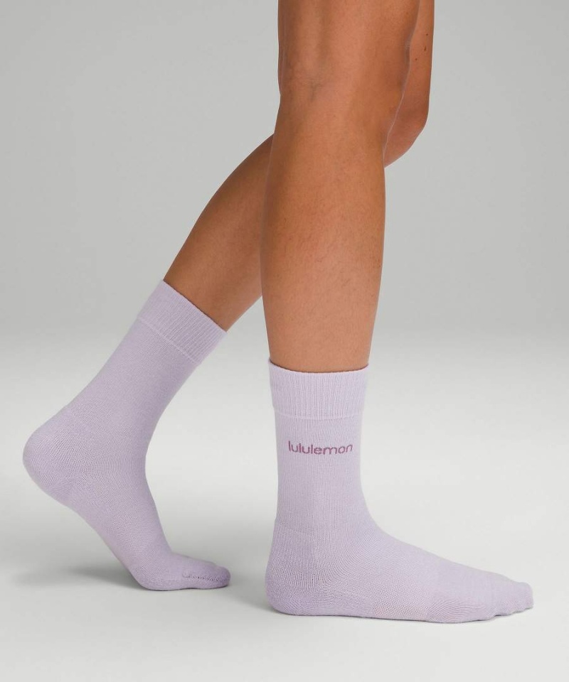 Lululemon Daily Stride Kompfort Crew 3 Pack Socken Damen Weiß Lila Lila | 2164NECXV