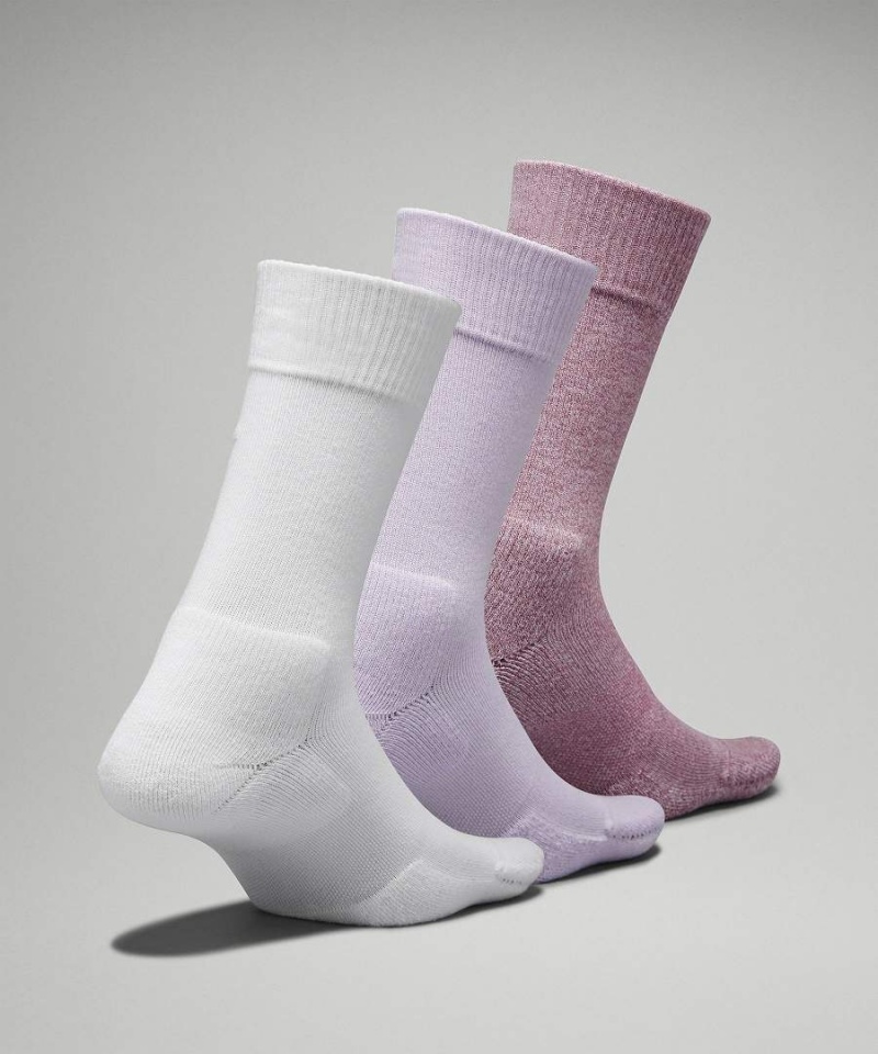 Lululemon Daily Stride Kompfort Crew 3 Pack Socken Damen Weiß Lila Lila | 2164NECXV