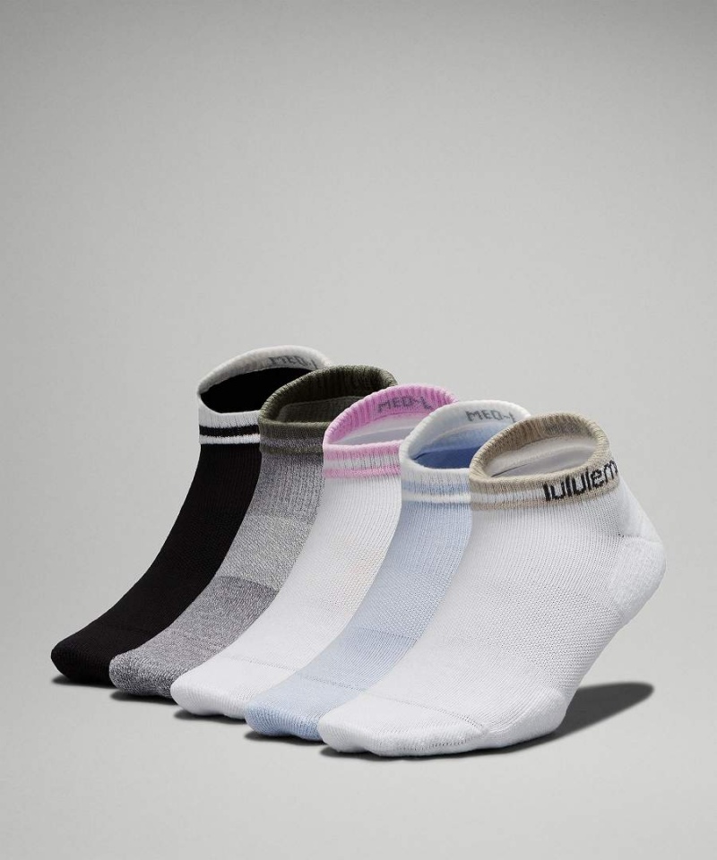 Lululemon Daily Stride Kompfort Low-Ankle 5 Pack Socken Damen Weiß Blau Beige Weiß Grau Schwarz | 3209MTVPN