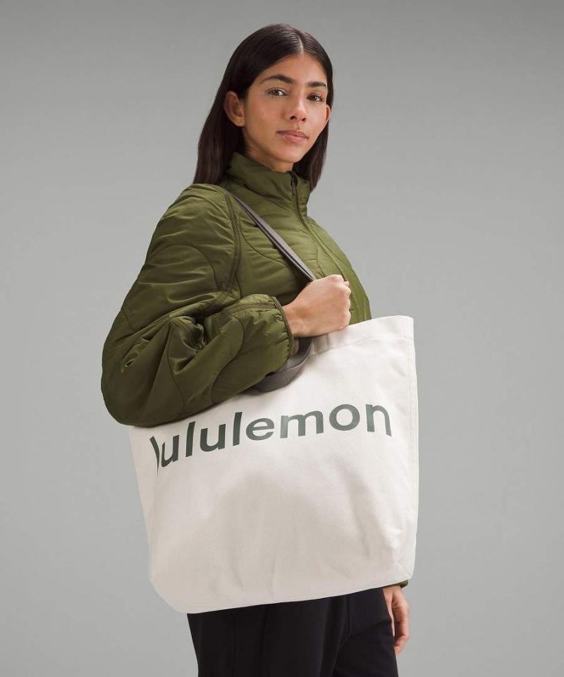 Lululemon Double-Handle Canvas 17L Tragetasche Damen Beige Schwarz | 9403HSGKC