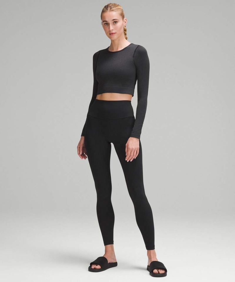 Lululemon Ebb to Street Langarmhemd Damen Schwarz | 1739LPUCV