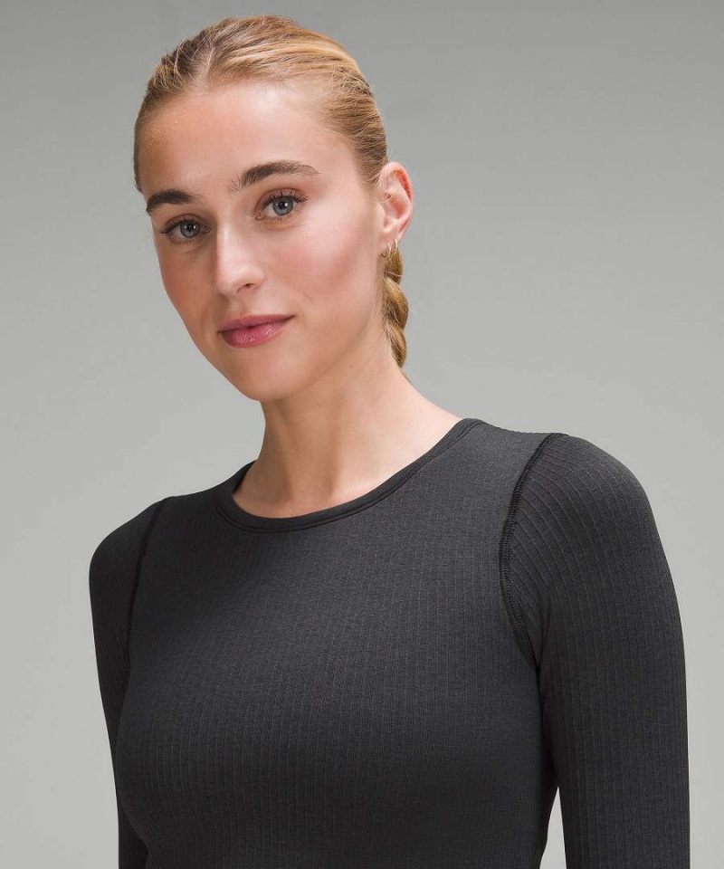 Lululemon Ebb to Street Langarmhemd Damen Schwarz | 1739LPUCV