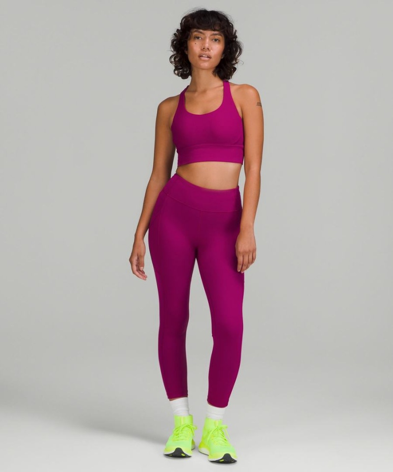 Lululemon Energy Gerippt Longline Bra Medium Support, B–D Cups Sport BH Damen Lila | 8371UJIVO