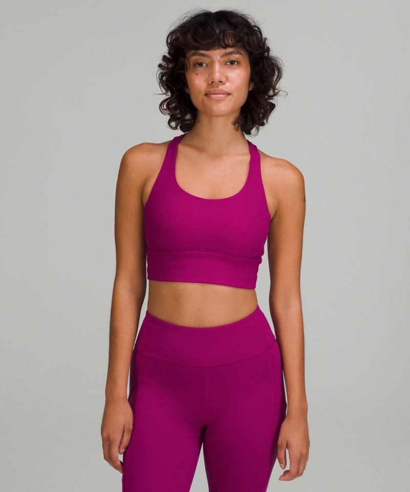 Lululemon Energy Gerippt Longline Bra Medium Support, B–D Cups Sport BH Damen Lila | 8371UJIVO