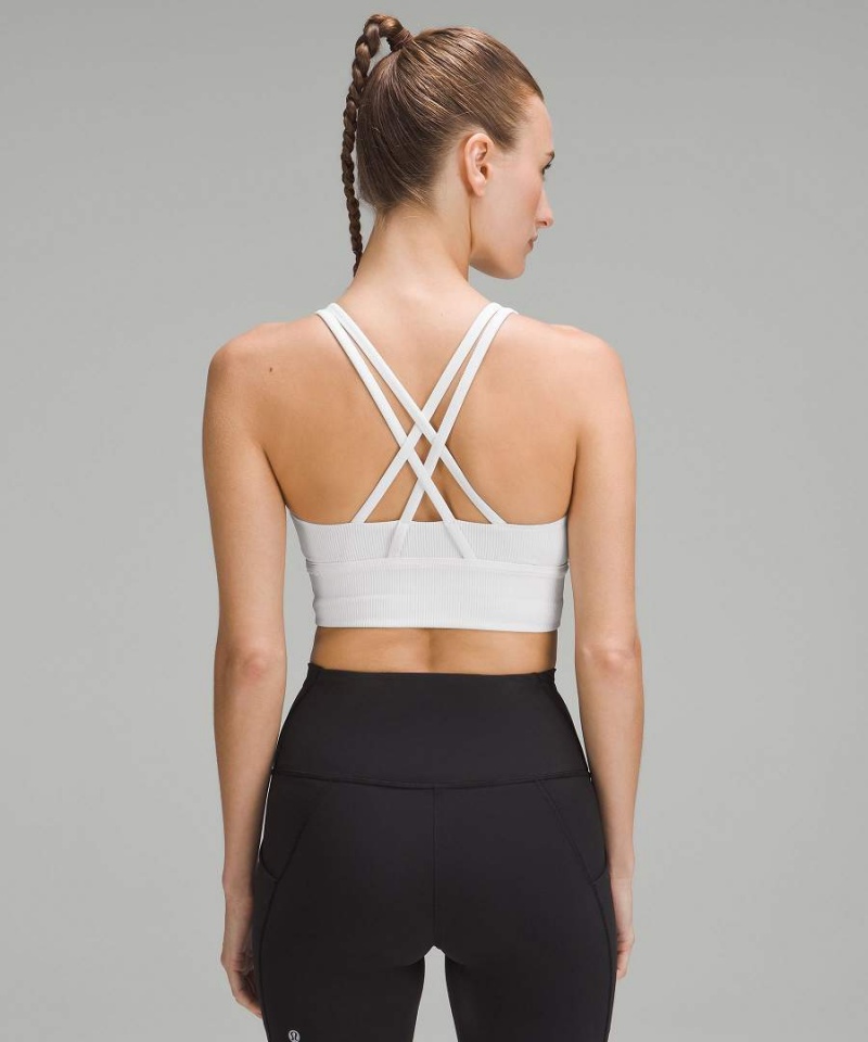 Lululemon Energy Longline Gerippt Bra Medium Support, B–D Cups Sport BH Damen Weiß | 7605BWNVH