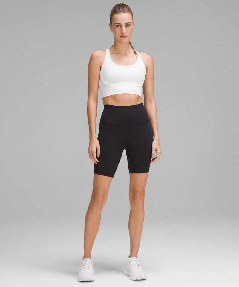 Lululemon Energy Longline Gerippt Bra Medium Support, B–D Cups Sport BH Damen Weiß | 7605BWNVH