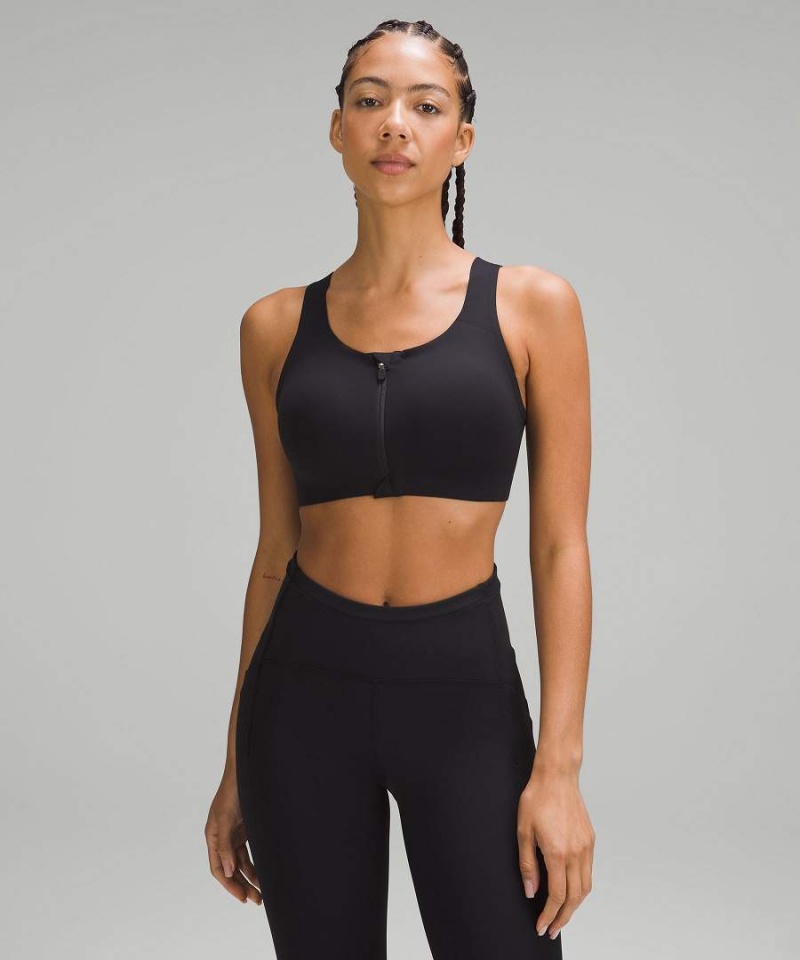 Lululemon Enlite Front-Zip Bra High Support, A–DDD(E) Cups Sport BH Damen Schwarz | 1268CDPWF