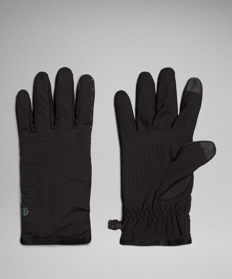 Lululemon Fast and Free Gefütterte Lauf Handschuhe Damen Schwarz | 9406SXPTG