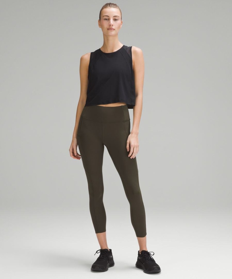 Lululemon Fast and Free High-Rise 25” Leggings Damen Dunkelolivgrün | 7192QNCHB