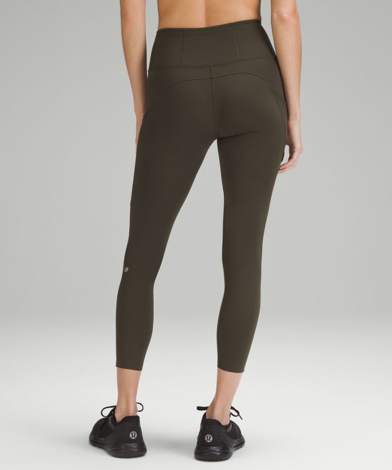 Lululemon Fast and Free High-Rise 25” Leggings Damen Dunkelolivgrün | 7192QNCHB