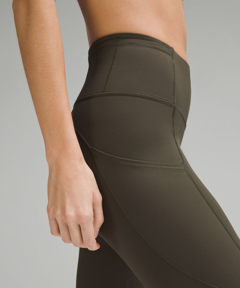 Lululemon Fast and Free High-Rise 25” Leggings Damen Dunkelolivgrün | 7192QNCHB