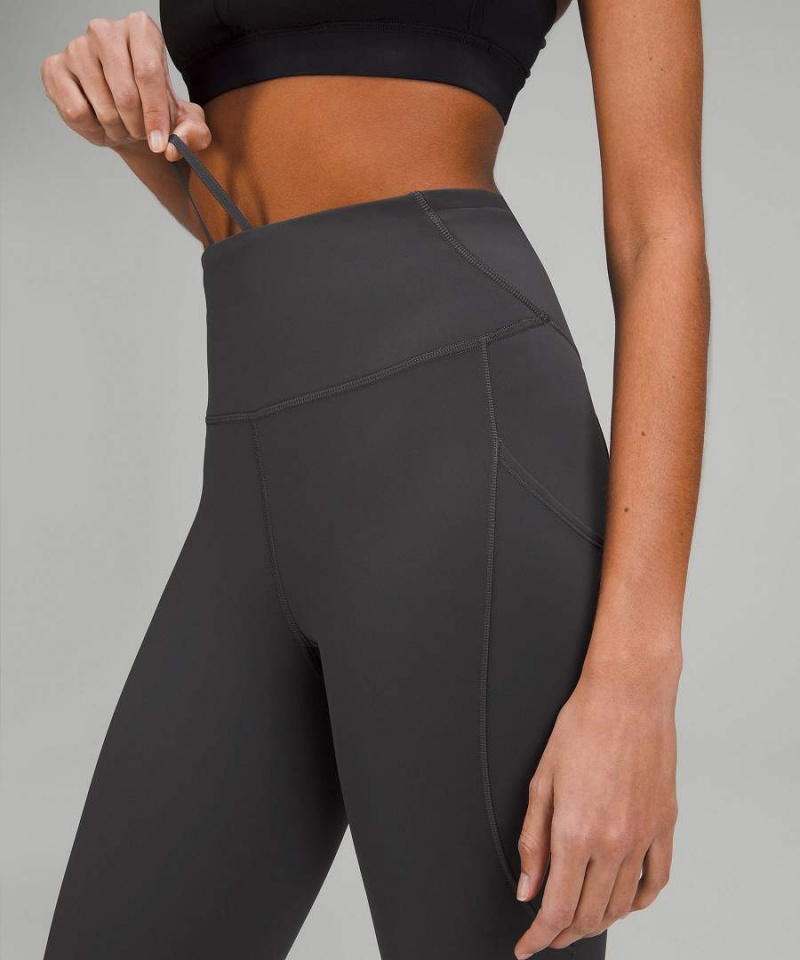 Lululemon Fast and Free High-Rise 25” Pockets Updated Leggings Damen Tiefesgrau | 8530EACBL