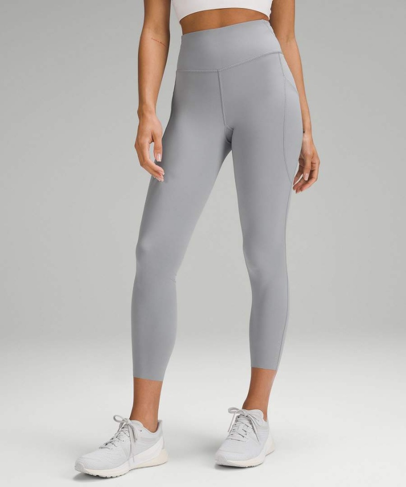 Lululemon Fast and Free High-Rise 25” Pockets Updated Leggings Damen Grau | 8120BWIQV