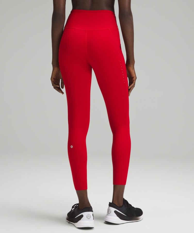 Lululemon Fast and Free High-Rise 25” Pockets Updated Leggings Damen Dunkelrot | 8721EDTWX