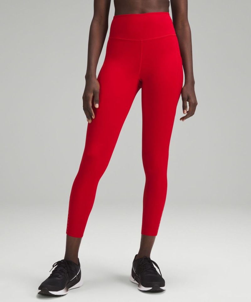 Lululemon Fast and Free High-Rise 25” Pockets Updated Leggings Damen Dunkelrot | 8721EDTWX