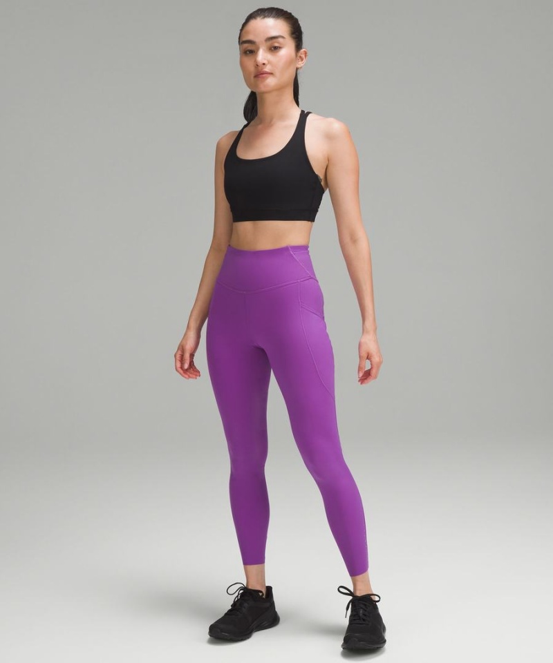 Lululemon Fast and Free High-Rise 25” Pockets Updated Leggings Damen Lila | 6149IPYKH