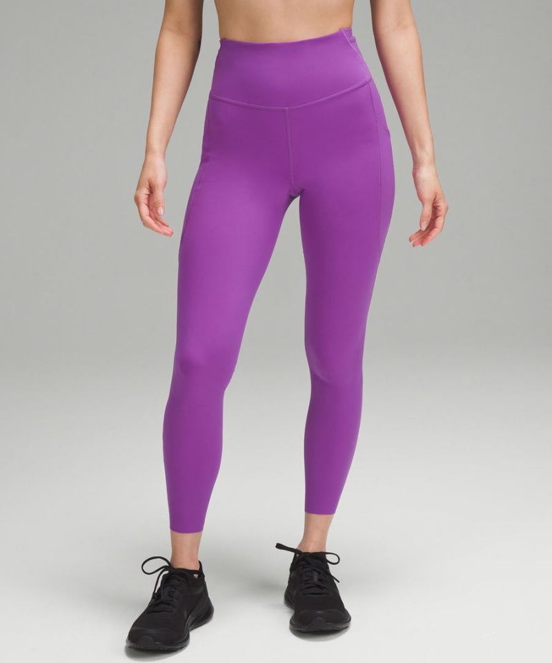 Lululemon Fast and Free High-Rise 25” Pockets Updated Leggings Damen Lila | 6149IPYKH