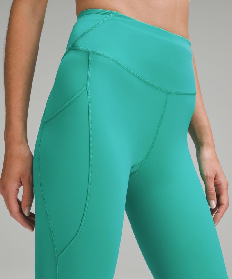 Lululemon Fast and Free High-Rise 25” Pockets Updated Leggings Damen Grün | 3415DYQIF