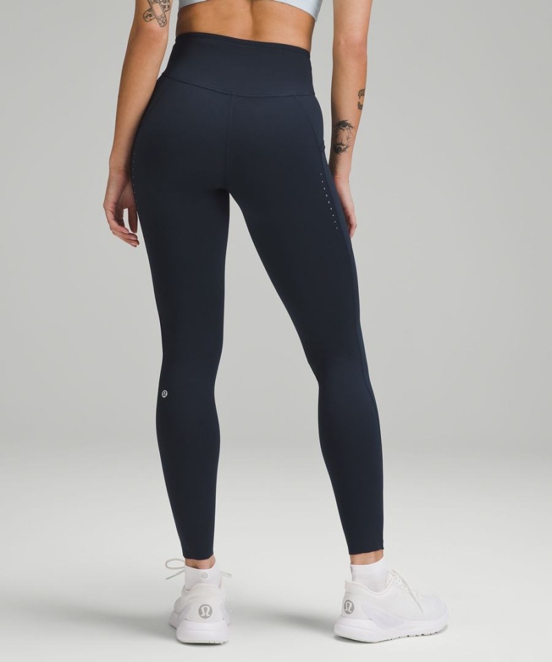 Lululemon Fast and Free High-Rise 28” Pockets Updated Leggings Damen Navy | 8201GRZML