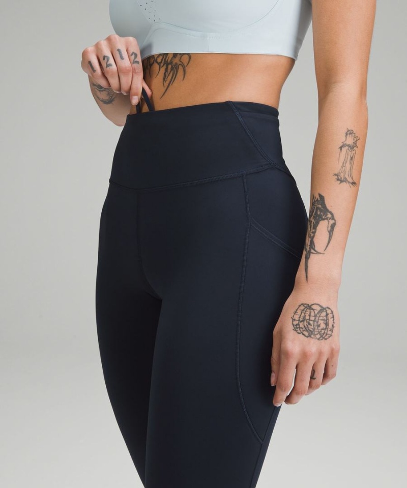 Lululemon Fast and Free High-Rise 28” Pockets Updated Leggings Damen Navy | 8201GRZML