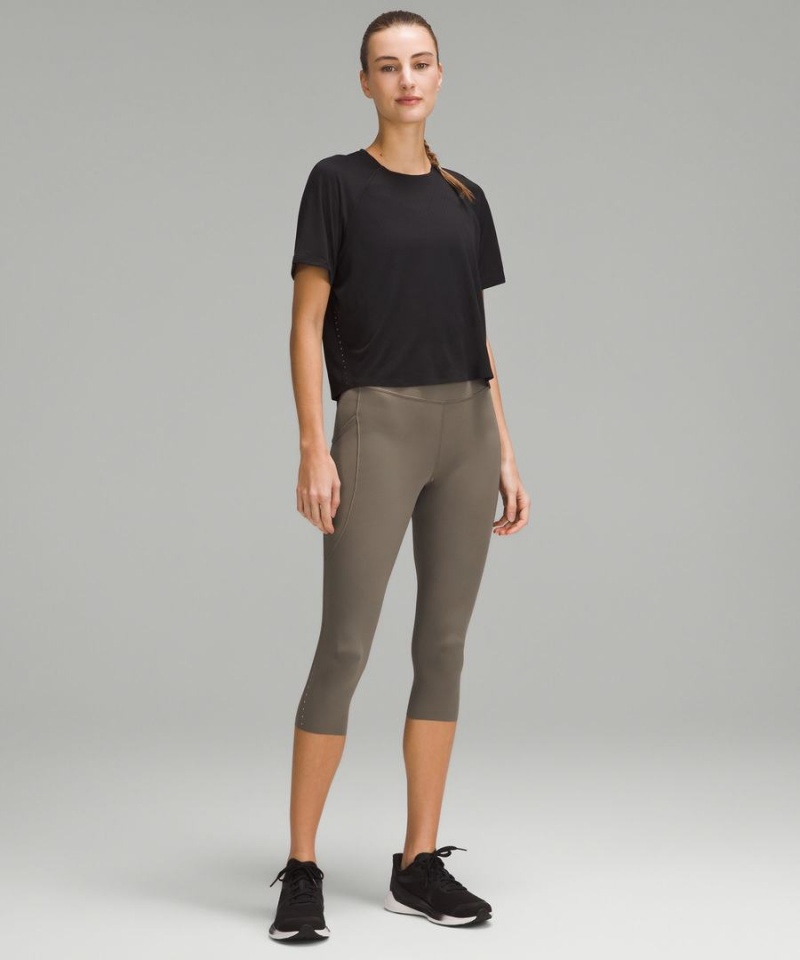 Lululemon Fast and Free High-Rise Crop with Pockets 19 Leggings Damen Grau | 9160CUSRH