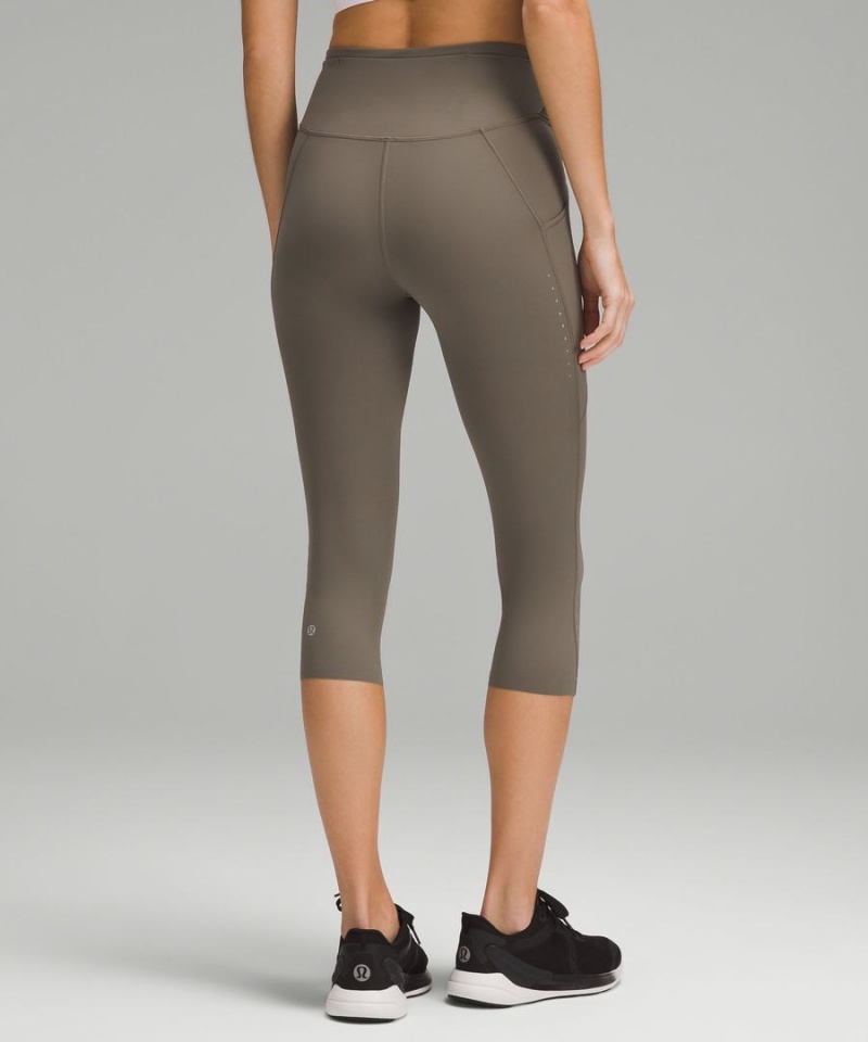 Lululemon Fast and Free High-Rise Crop with Pockets 19 Leggings Damen Grau | 9160CUSRH