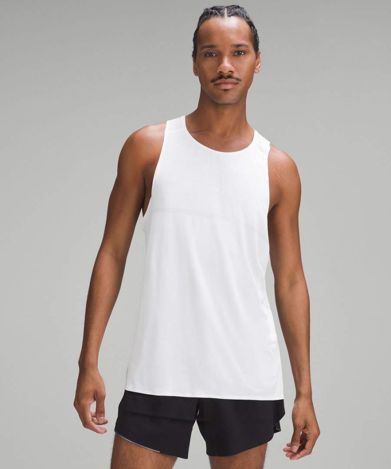 Lululemon Fast and Free Singlet Breathe Tanktop Herren Weiß | 2085KONIS