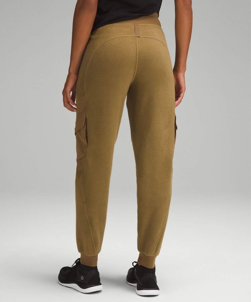 Lululemon Fleece + Ripstop Cargo High-Rise Full Length Wandern Jogginghose Damen Khaki | 4520EWBIM