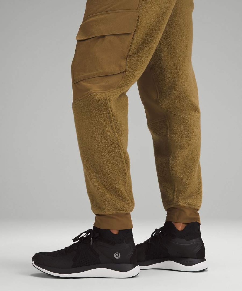 Lululemon Fleece + Ripstop Cargo High-Rise Full Length Wandern Jogginghose Damen Khaki | 4520EWBIM