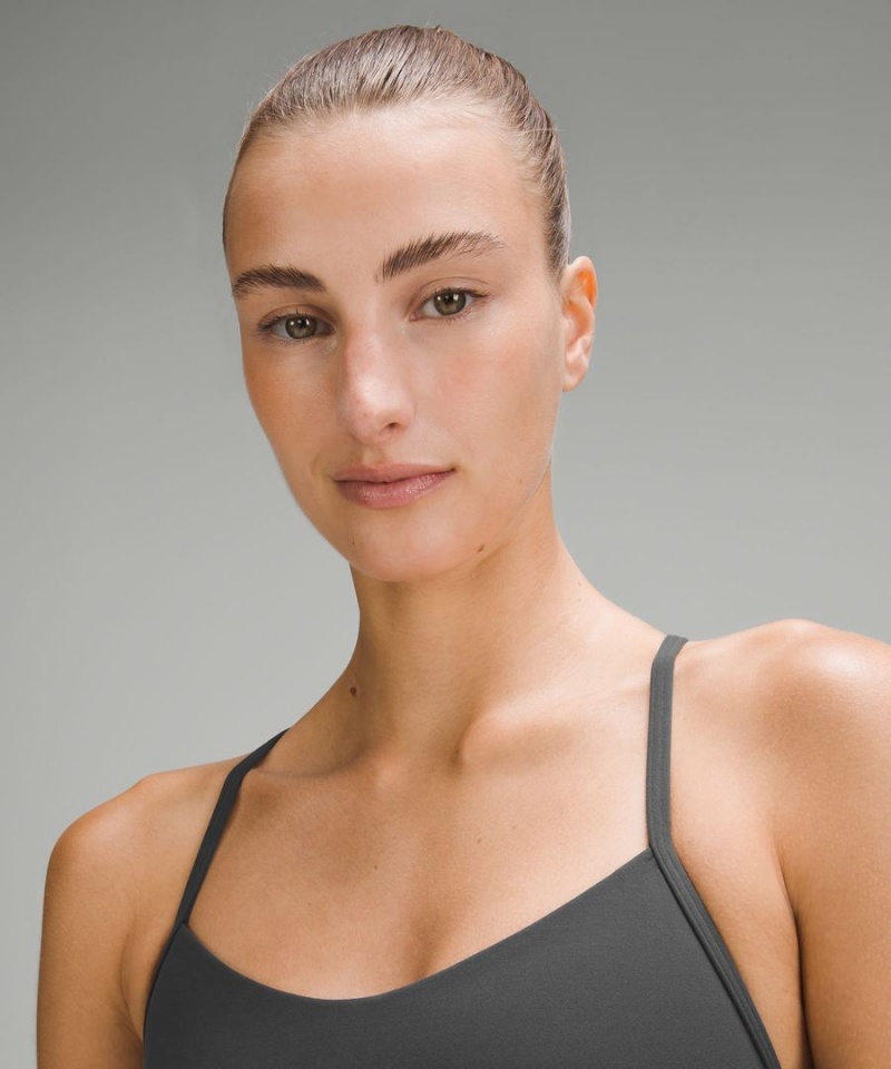 Lululemon Flow Y Bra Nulu Light Support, A–C Cups Sport BH Damen Tiefesgrau | 9673VPZQX